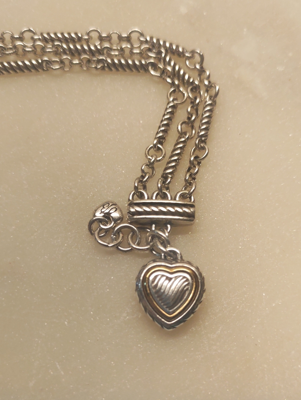 Brighton Crystal Heart Charm Newport Bracelet Light Rose Pink And Silver - Picture 6 of 11